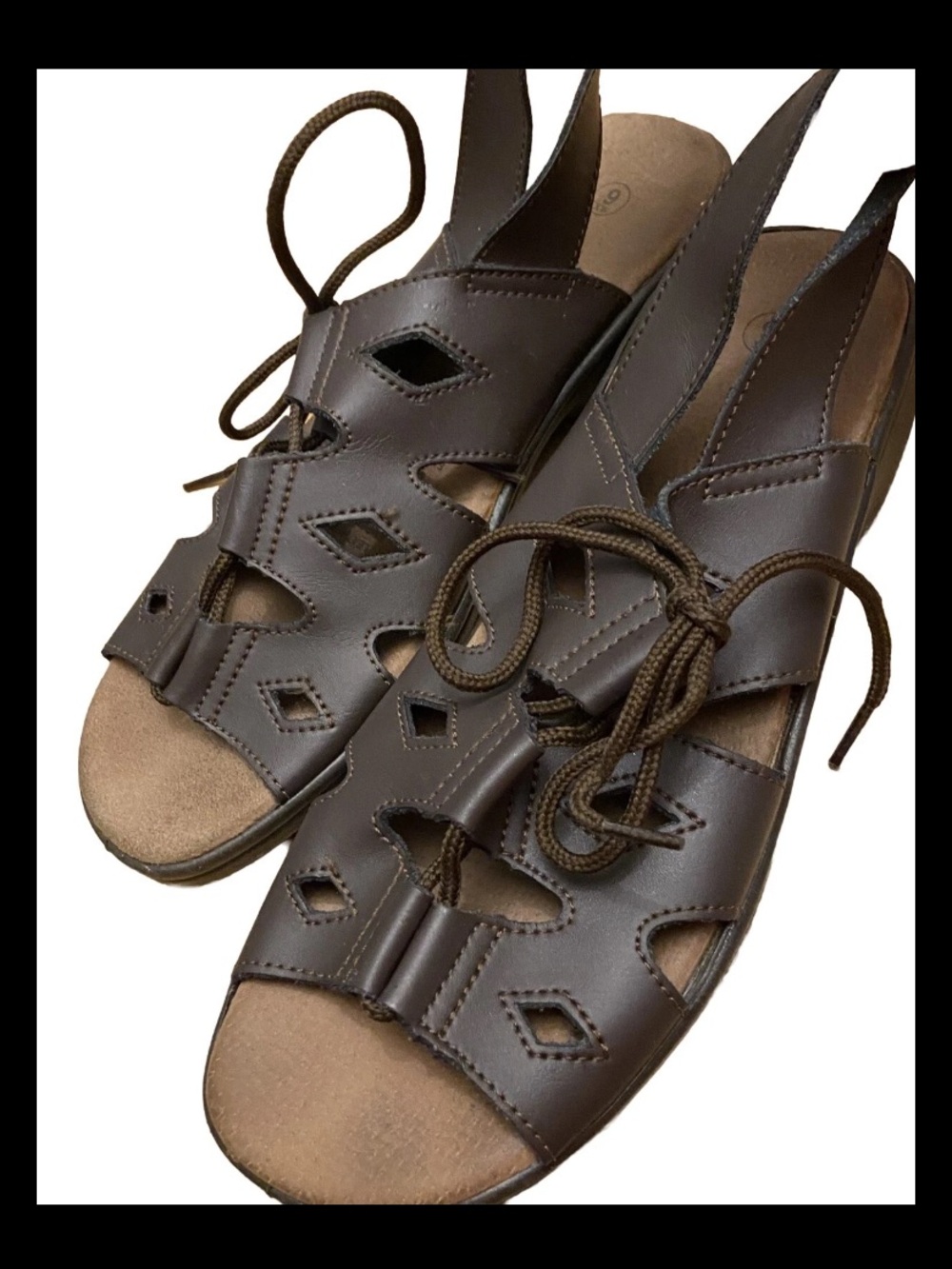 Tender Tootsies Cloud Lites Orthopedic Leather Slip On Sandals In 9 Xtra Wide.